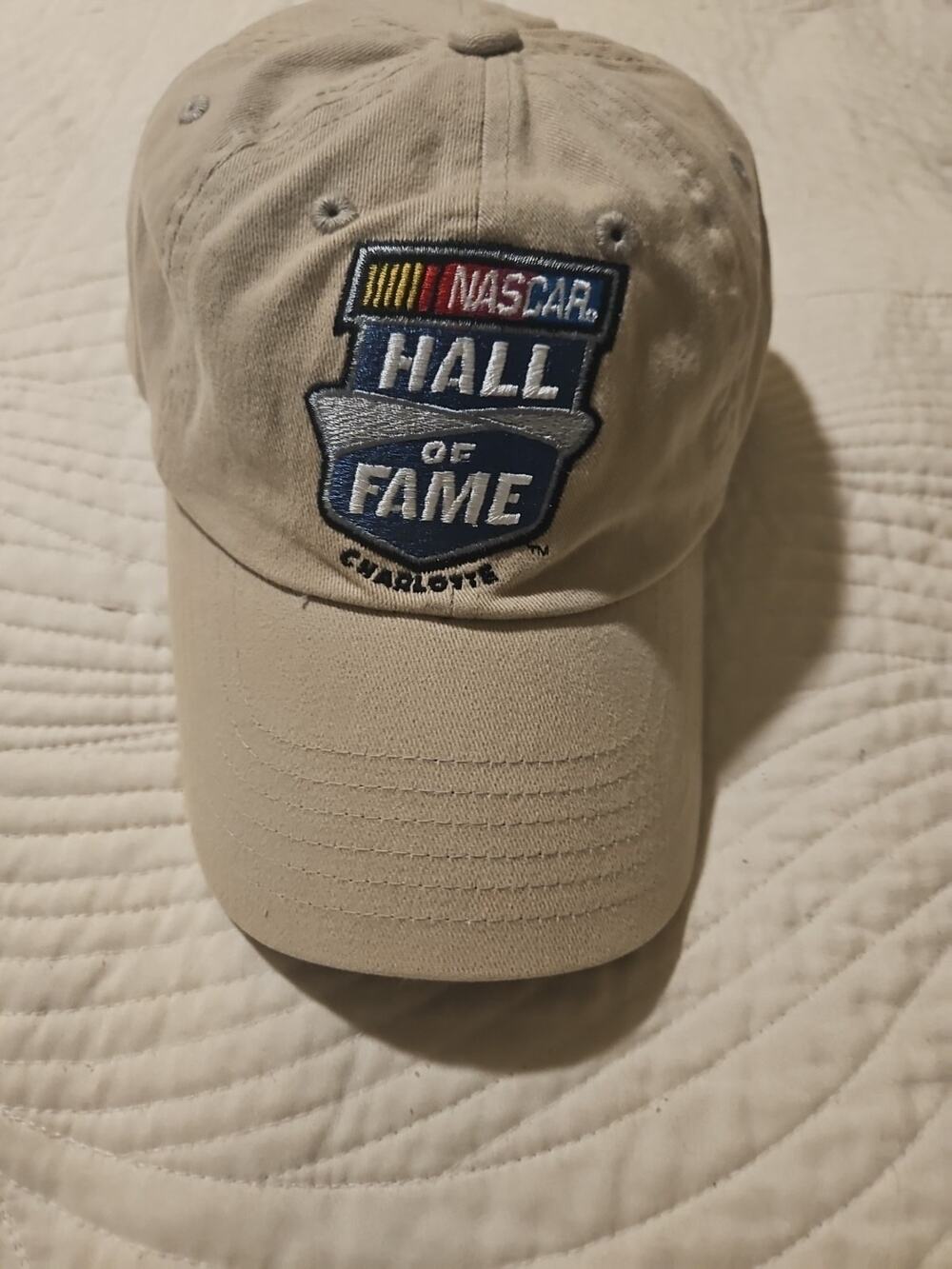NASCAR Hall Of Fame Charlotte Men's Adjustable Baseball Hat Beige Registered